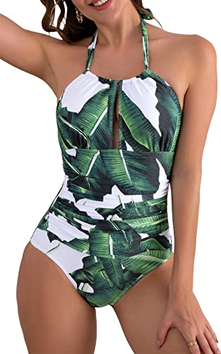 B2prity Women's Slimming One Piece Swimsuits Tummy Control Bathing Suit Halter Swimwear for Big Busted Curvy Woman - Image 1