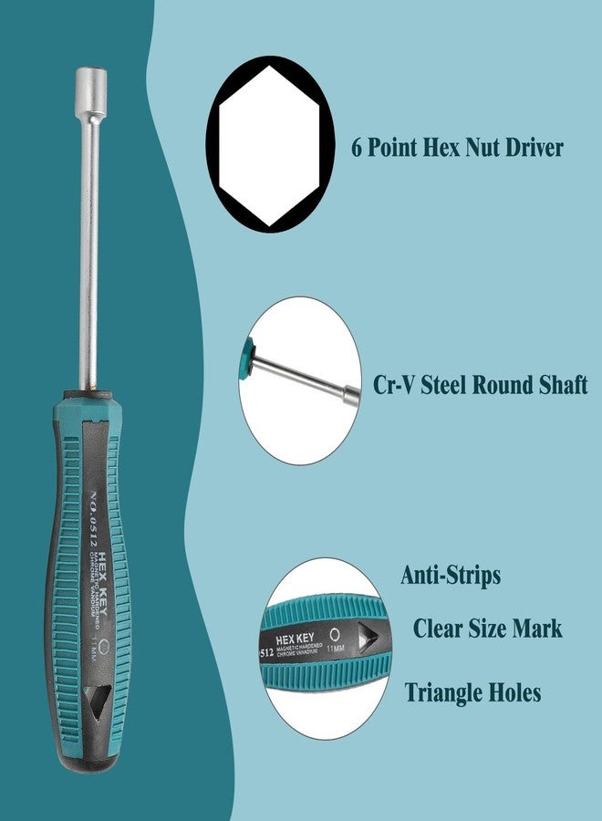 اتول مارت مفك صواميل يو تول مارت ١١ مم، مفك صواميل سداسي ٦ رؤوس، مفك مقبس ذو طرف غير مغناطيسي، عمود دائري من الفولاذ Cr-V، طول ٩٥ مم، أزرق - Image 5