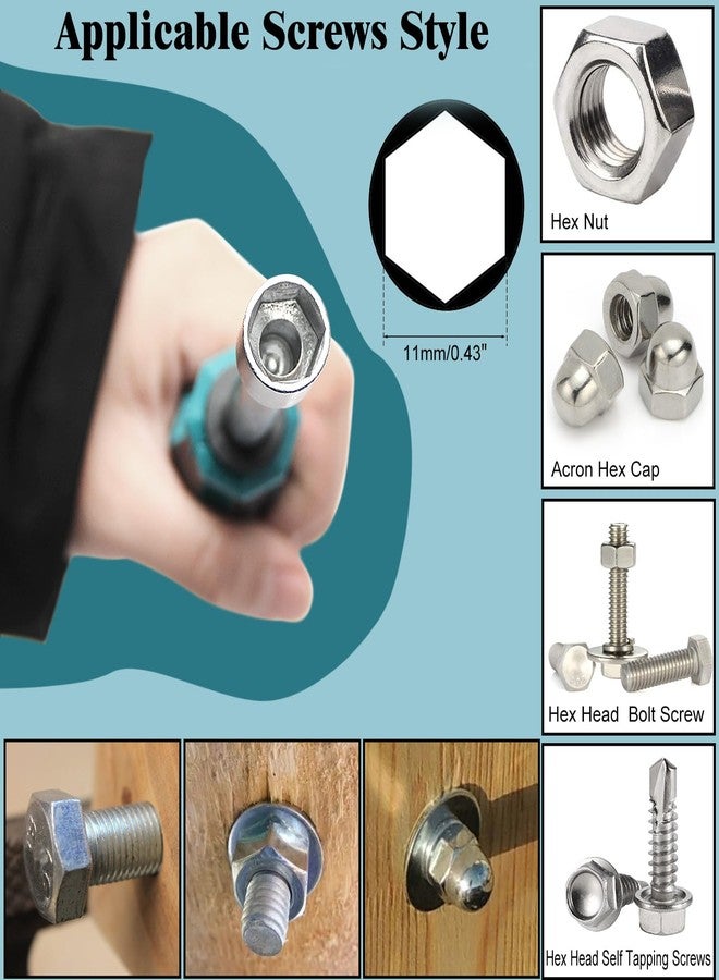 اتول مارت مفك صواميل يو تول مارت ١١ مم، مفك صواميل سداسي ٦ رؤوس، مفك مقبس ذو طرف غير مغناطيسي، عمود دائري من الفولاذ Cr-V، طول ٩٥ مم، أزرق - Image 4