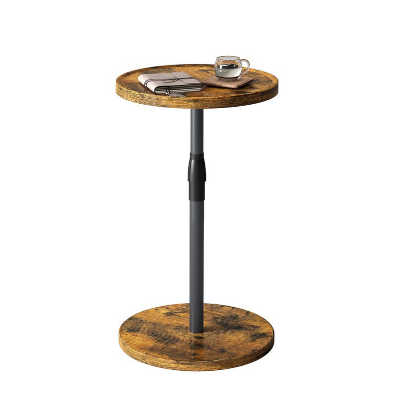 IRCPEN Adjustable End Table, Small Round Side Table, Drink Table for Small Spaces, Pedestal Nightstand for Living Room, Bedroom, Sofa Couch, Rustic Brown ET-010RB - Image 1