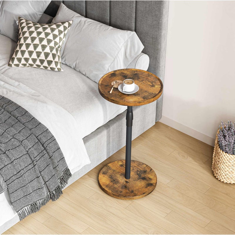 IRCPEN Adjustable End Table, Small Round Side Table, Drink Table for Small Spaces, Pedestal Nightstand for Living Room, Bedroom, Sofa Couch, Rustic Brown ET-010RB - Image 4