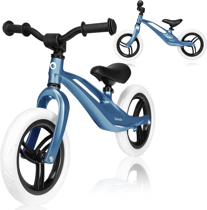 Lionelo Bart Balance Bike from 2 Years up to 30 kg, Magnesium Frame, 12 Inch Wheels, Steering Wheel and Saddle Height Adjustable, Steering Wheel Lock, Footrest, Carry Handle, Ultralight