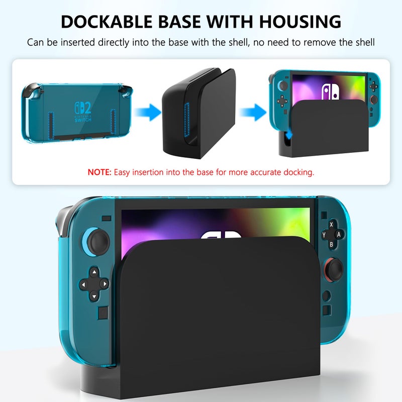 FANPL [Improved Easy Dockable Version] Clear Blue Case for Nintendo Switch 2, FANPL Protective Cover for Switch 2 and JoyCon Controller - Strong and Durable, Not Easy to Fall Off - Image 3