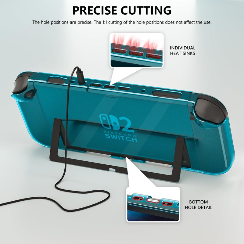 FANPL [Improved Easy Dockable Version] Clear Blue Case for Nintendo Switch 2, FANPL Protective Cover for Switch 2 and JoyCon Controller - Strong and Durable, Not Easy to Fall Off - Image 5
