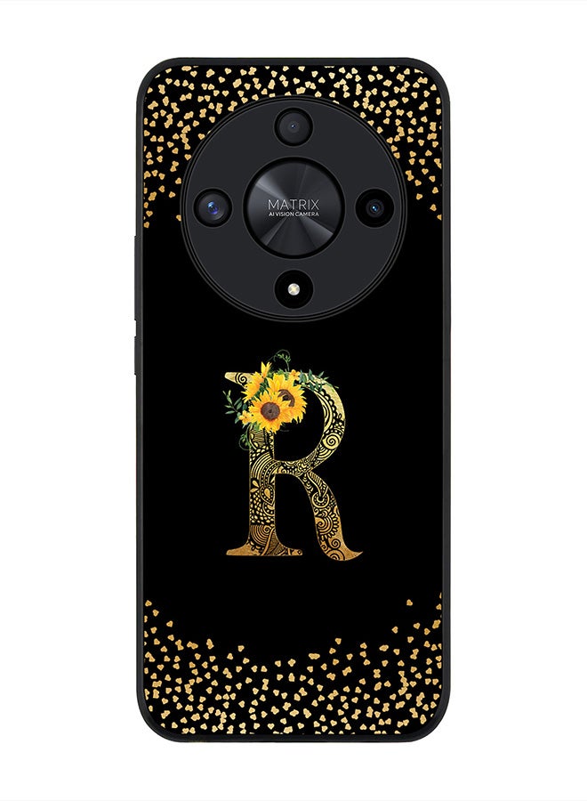 Stylizedd Rugged Black edge case for Honor X9b, Slim fit Thin Cover- Custom Monogram Initial Letter Mandala Floral Pattern Alphabet- R (Black) - Image 1