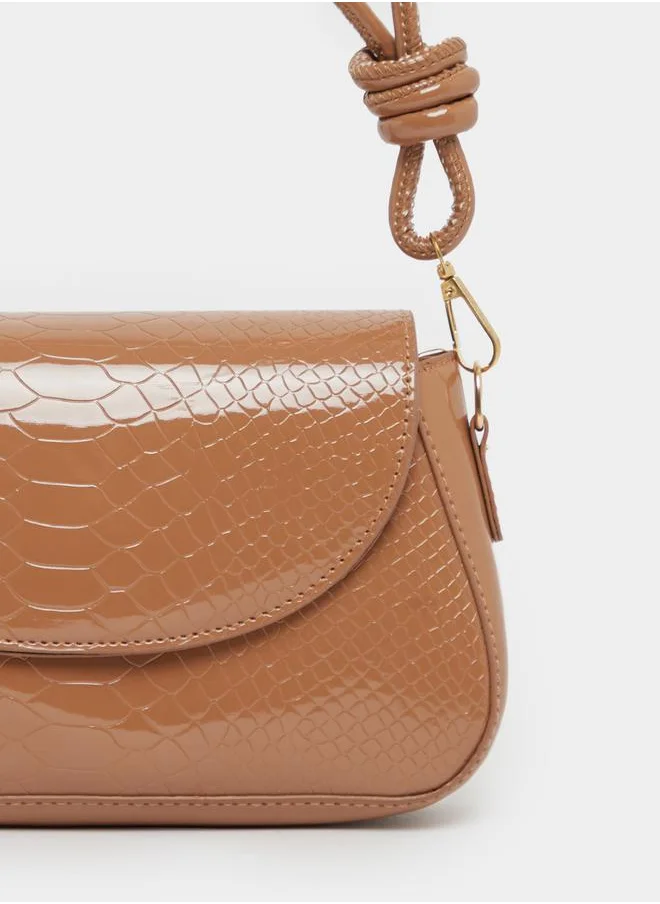 Styli Textured Shoulder Bag with Magnetic Closure