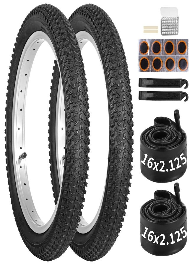 yeesport 16 Inch Bike Tire, 2 Pack 16x2.125 Bike Tires and 16 Inch Bike Tubes with Repair Kit, 16Inch Tire Kids Bike Tires MTB Tires, Shock Absorption MTB Bicycle Tires with AV Valve - Image 1