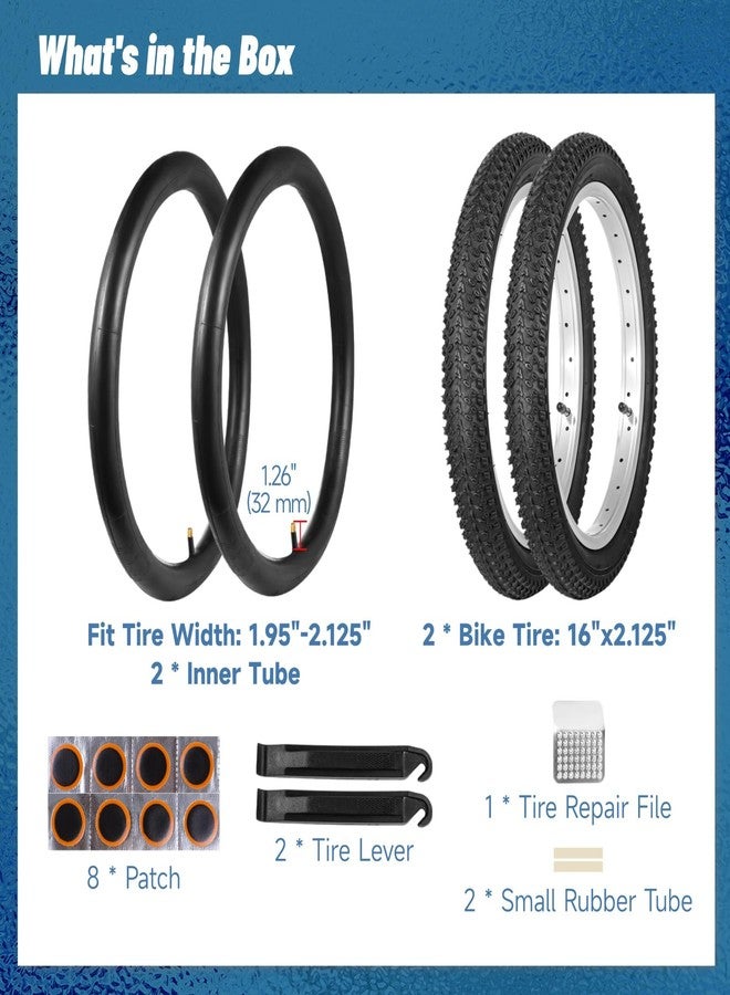 yeesport 16 Inch Bike Tire, 2 Pack 16x2.125 Bike Tires and 16 Inch Bike Tubes with Repair Kit, 16Inch Tire Kids Bike Tires MTB Tires, Shock Absorption MTB Bicycle Tires with AV Valve - Image 5