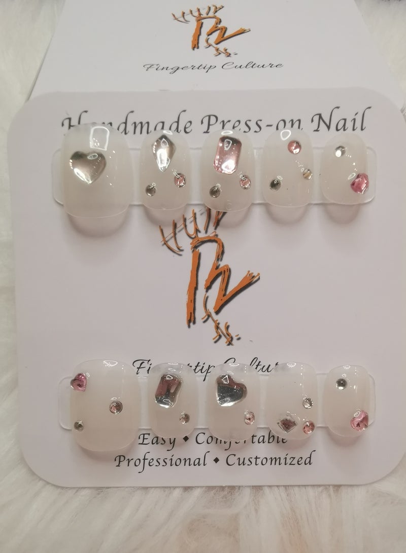 Binzo Beauty Handmade Press On Nails, 10pcs, Nails Art , Acrylic Nails, False Nails, Luxury Collection, Luxury Nails Arts, New Accessories， Wedding Nails，Party Nails. - Image 1