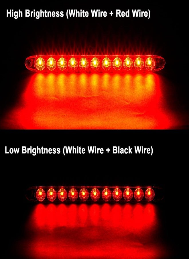 شريط إضاءة LED أحمر للمقطورة من PVerandio، مقاس 15.5 بوصة، بعدسة شفافة، أضواء توقف وانعطاف وخلفية، ضوء فرامل ثالث أحمر، شريط إضاءة لتحديد هوية المقطورة والشاحنة، مقاوم للماء بمعيار IP67، عبوة من قطعتين - Image 2