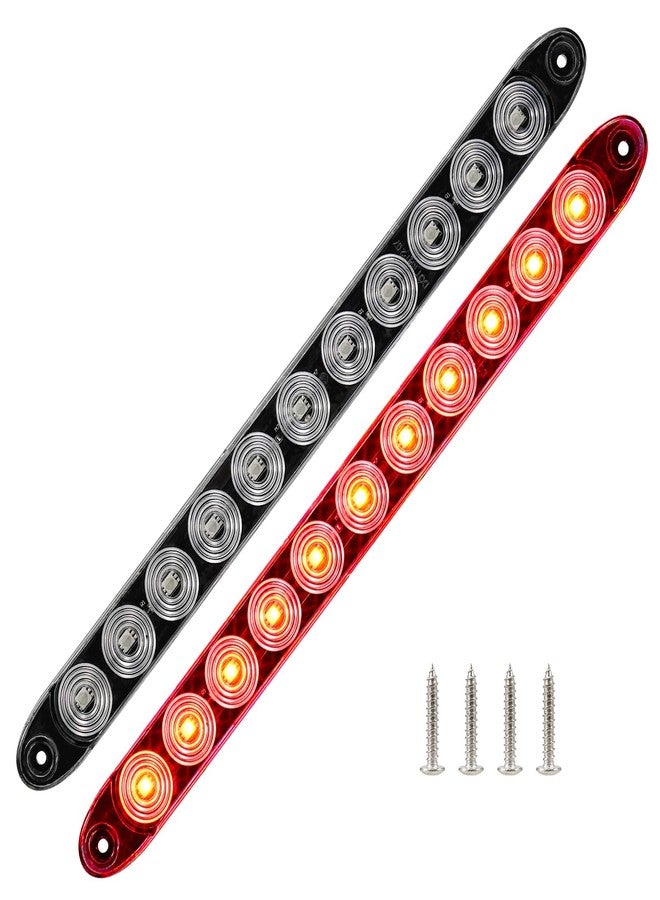 شريط إضاءة LED أحمر للمقطورة من PVerandio، مقاس 15.5 بوصة، بعدسة شفافة، أضواء توقف وانعطاف وخلفية، ضوء فرامل ثالث أحمر، شريط إضاءة لتحديد هوية المقطورة والشاحنة، مقاوم للماء بمعيار IP67، عبوة من قطعتين - Image 1