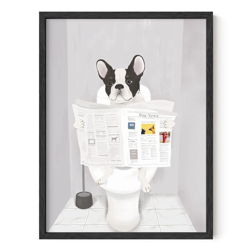 Home Trove ديكور حمام مضحك للكلاب - فن جدار حمام مضحك، فن جدار حمام الكلاب وبوستر حيوانات، لافتات حمام الكلاب وفن حمام مضحك غير مؤطر (12x16) - Image 1