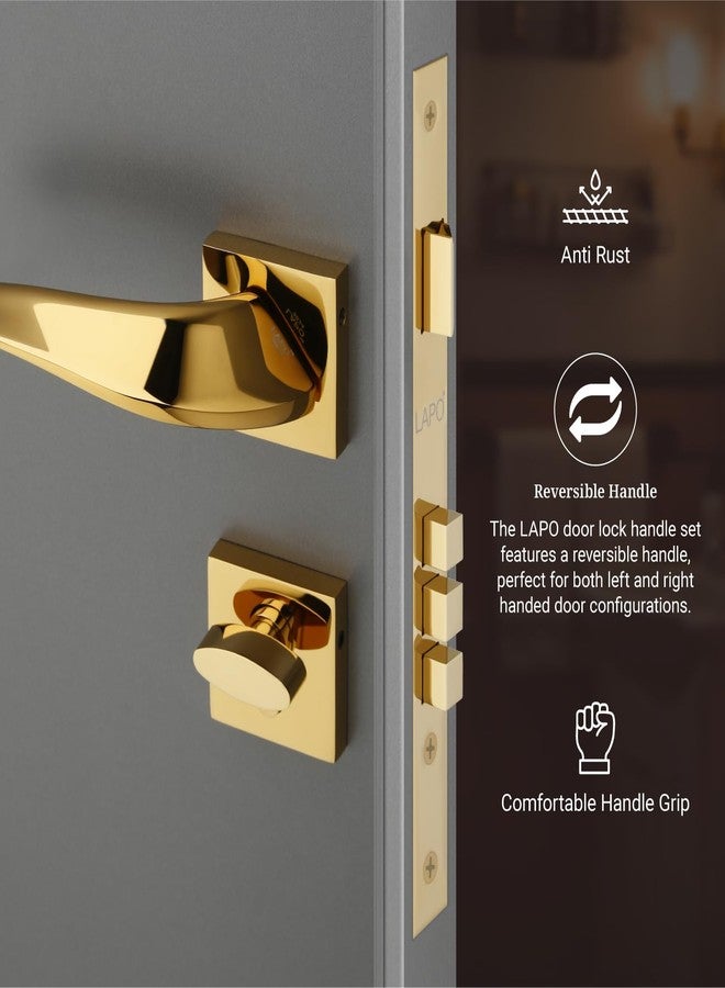 LAPO Heavy Duty Door Lock for Main Door, Mortise Door Lock for Bedroom, Door Locks Handlesets with Keys for Home,Office,Hotel | PVD Gold Finish | 3 Years Warranty Ro-139 - Image 4