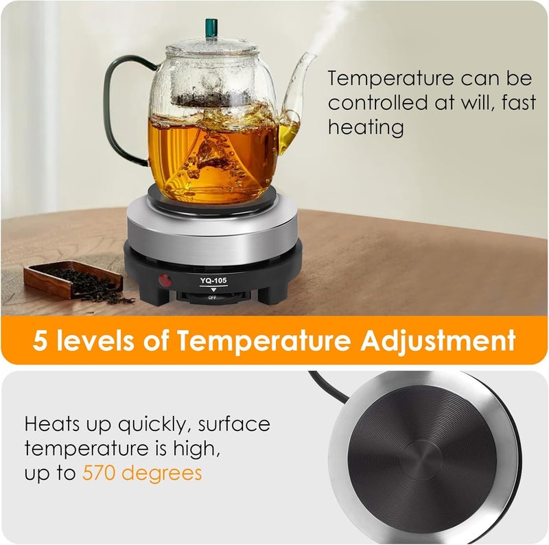 Yinhing 500 Watt Hot Plate, Portable 500W Electric Hot Plate, Electric Camping Stove Low Watt, Single Burner, for Milk Water Coffee Heating (US Plug） - Image 3