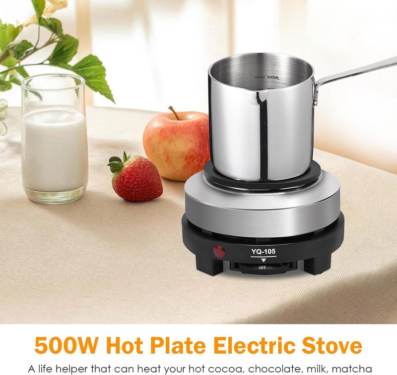 Yinhing 500 Watt Hot Plate, Portable 500W Electric Hot Plate, Electric Camping Stove Low Watt, Single Burner, for Milk Water Coffee Heating (US Plug） - Image 2