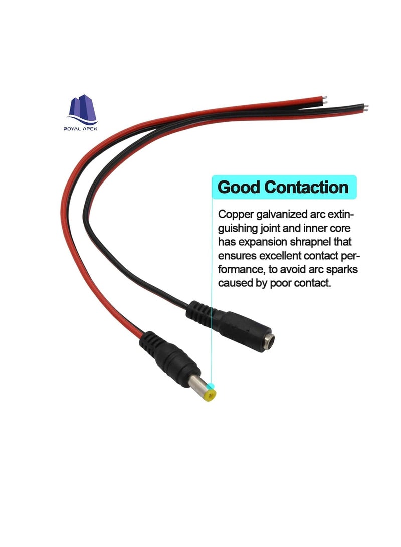 10Pcs DC Power Supply Wire Jack Plug Wire Connector for CCTV Security Camera and Lighting Power Adapter (Female Pin) - Image 3