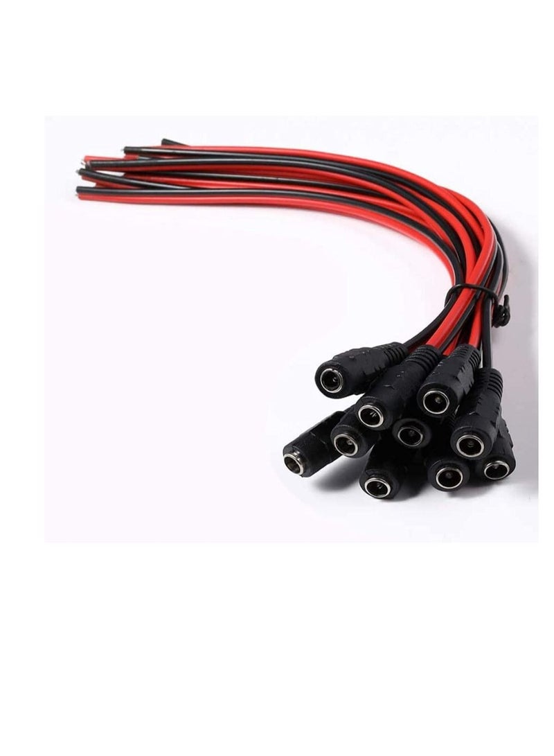 10Pcs DC Power Supply Wire Jack Plug Wire Connector for CCTV Security Camera and Lighting Power Adapter (Female Pin) - Image 1