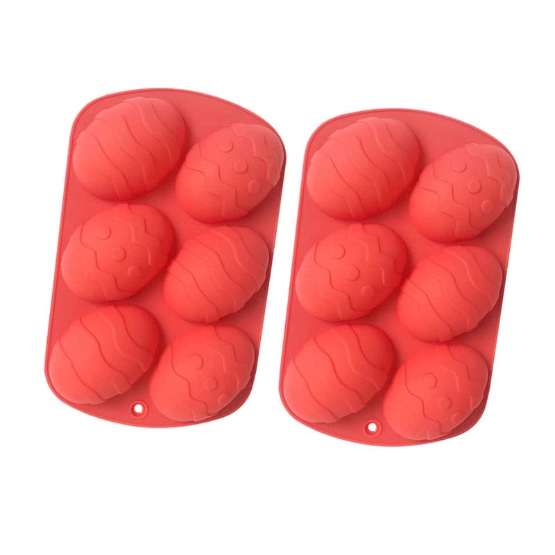 EchoDone 2 Pieces Easter Silicone Egg Mold Egg Shape Baking Chocolate Candy Mold for Easter Theme Party Decoration - Image 1