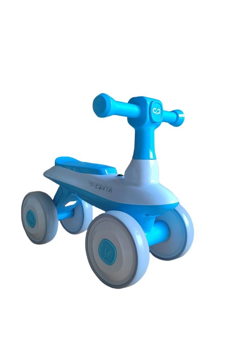 Kids Ride On Cycle, Baby Cycle with Music for Toddlers 1+ Years, Boys & Girls, 4-Wheel Balance Bike Indoor Outdoor Ride-On - Blue