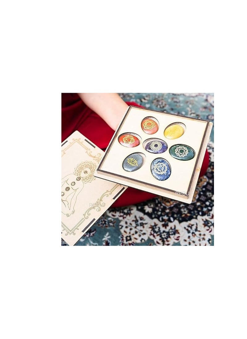 REBUY REBUY 7 Chakra Palm Oval Shape Stone with Box | Natural Healing Reiki Crystal Gemstone  - Image 3