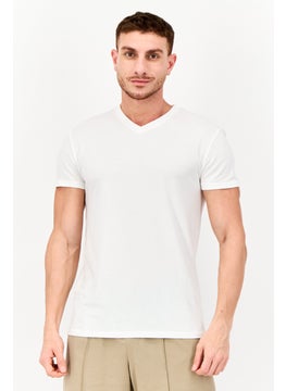 Men 2 Pack V-Neck Short Sleeve Plain T-shirt, White