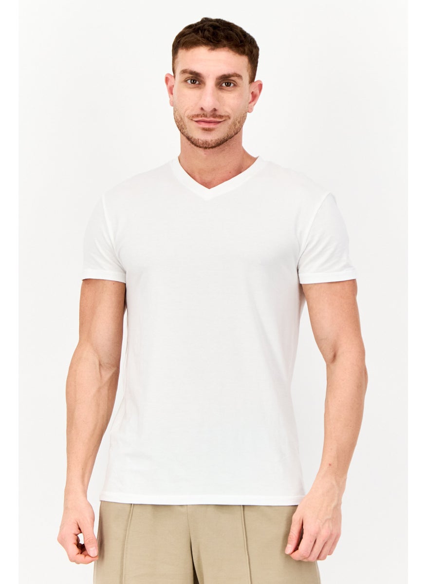Tommy John - Men 2 Pack V-Neck Short Sleeve Plain T-shirt, White - Image 1