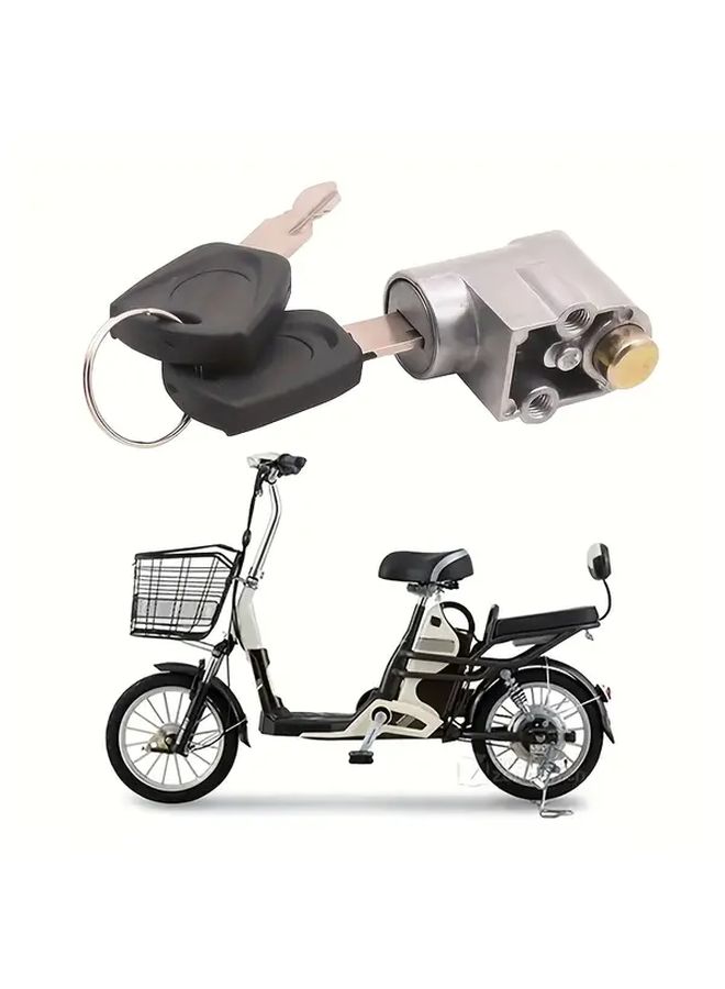 Heavy Duty 2pcs Set Electric Bicycle Motorcycle Anti Theft Battery Box Lock Metal - Image 3