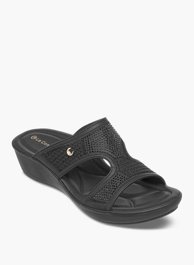 لو كونفورت صنادل نسائية مزينة بكعب ويدج سهل الارتداء - Image 1