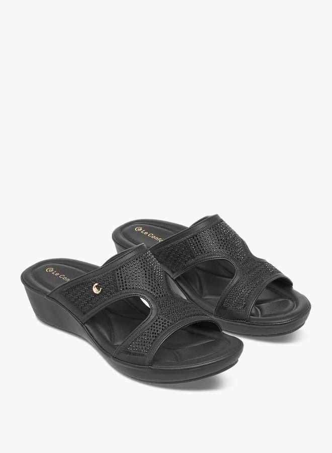 Le Confort Women's Embellished Slip-On Sandals with Wedge Heels  - Image 1