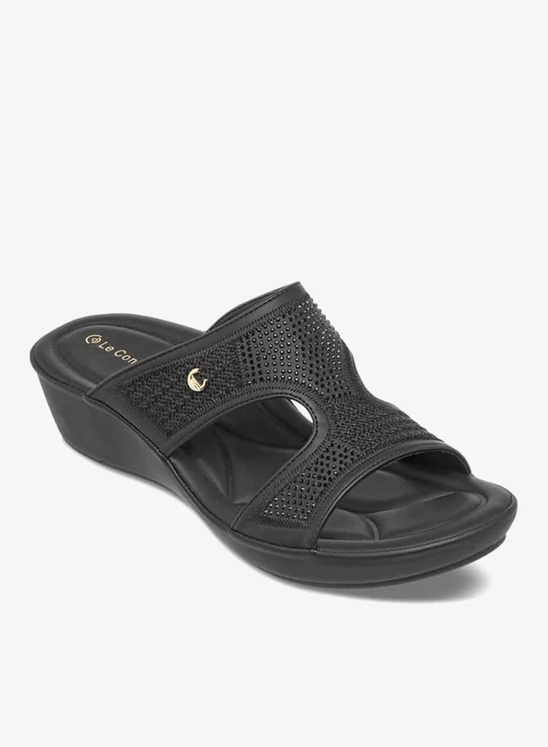 لو كونفورت صنادل نسائية مزينة بكعب ويدج سهل الارتداء