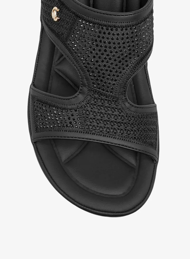Le Confort BLACK Women's Embellished Slip-On Sandals with Wedge Heels Ramadan Collection for Women | Best Price UAE