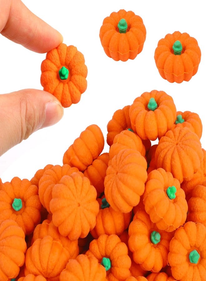 FOIMAS 70pcs 3D Pumpkin Erasers,Mini Pmupkin Rubber Eraser Stationery for Kids Students Halloween Thankgiving Fall Party Favor Teacher Rewards Classroom - Image 1