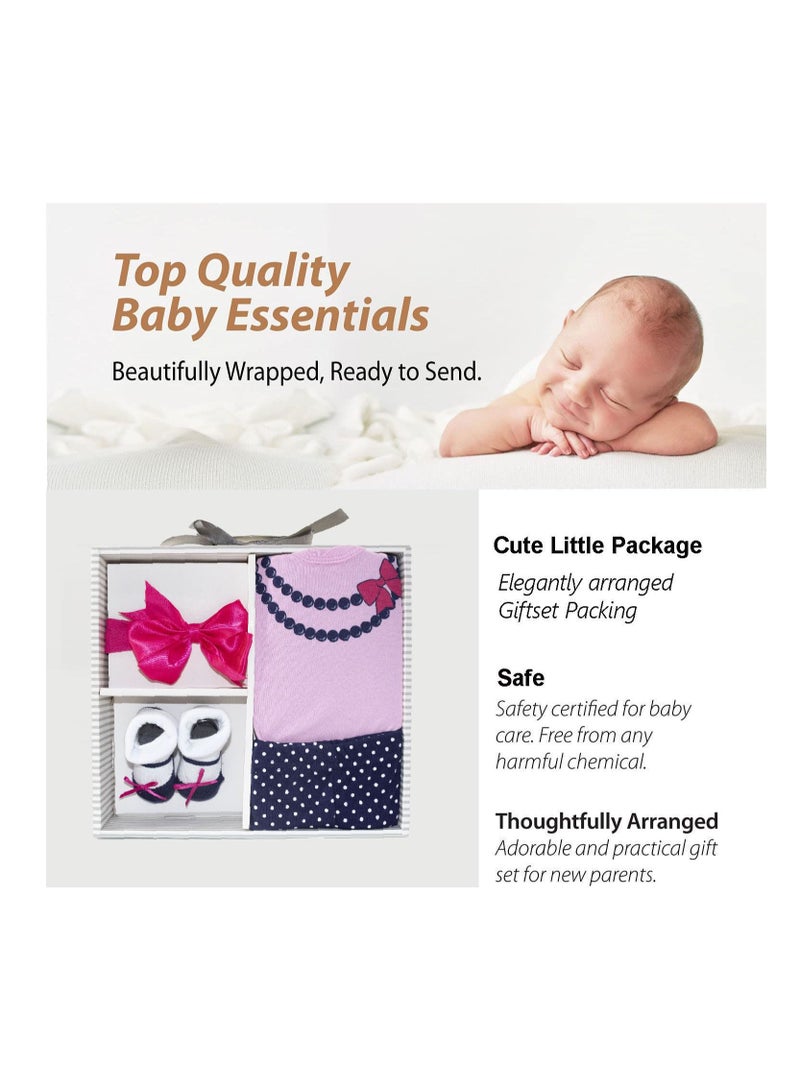 My Pumpkin Newborn Baby 4pcs Cute Gift set with Body suit and Pant for Girls 4 in 1 - Image 3