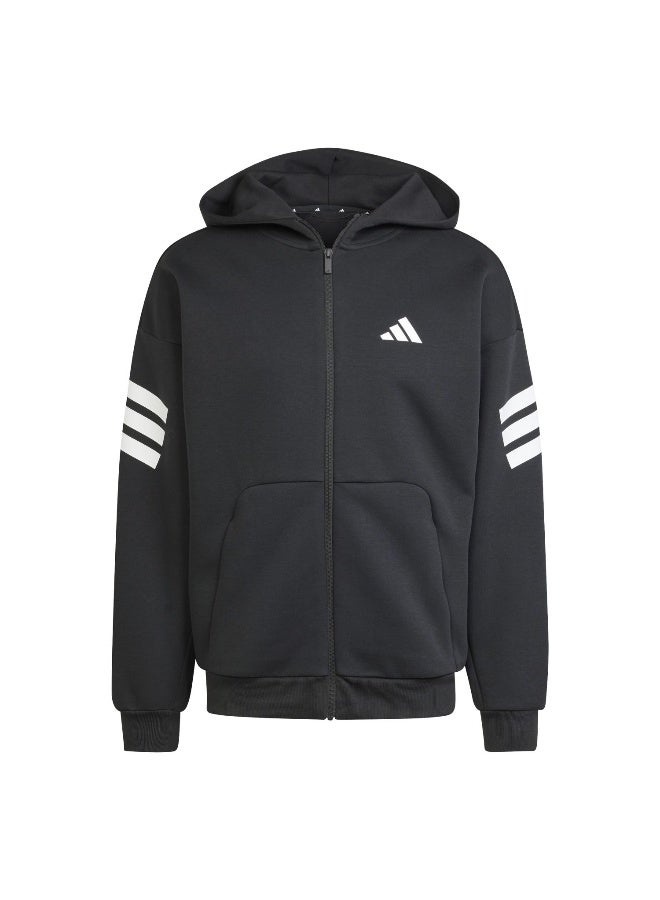 Adidas M Fi 3S Fz Black Hooded Track Top Track Tops For Men - Image 2