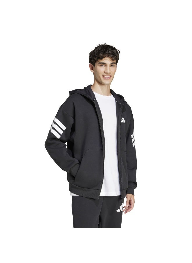 Adidas M Fi 3S Fz Black Hooded Track Top Track Tops For Men - Image 4