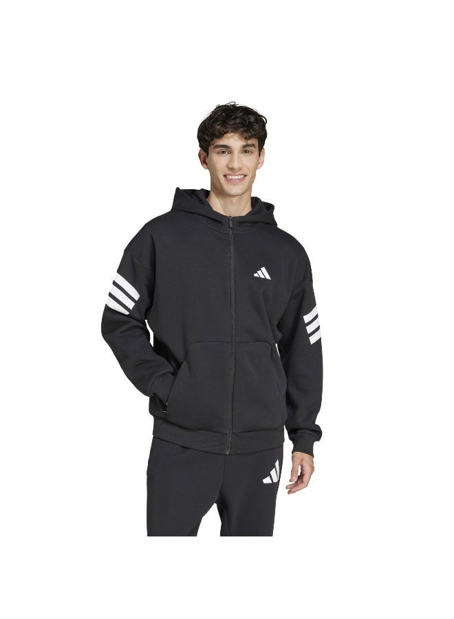 Adidas M Fi 3S Fz Black Hooded Track Top Track Tops For Men - Image 1