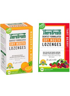Thera Breath Dry Oral Samples With Zinc, Tart Berry Flavor 100 Specific and Dry Mouth ZINC Lozenges, Mandarin Mint Flavor, 100 Lozenges
