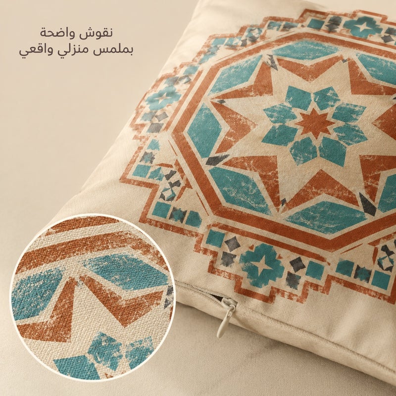 Moroccan Geometric Star Pattern Cushion Cover Vintage Tile Style Decorative Pillow Cover for Sofa, Bedroom and Living Room - Image 4