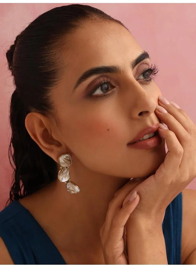 trueBrowns  trueBrowns Brass Marble Stone Earrings for Women | Best Price UAE