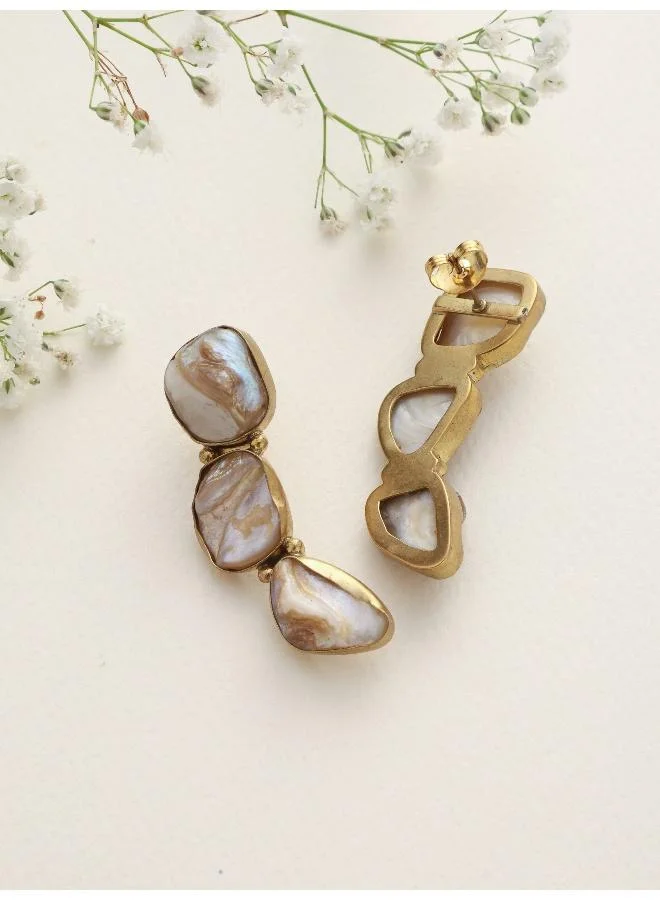 trueBrowns  trueBrowns Brass Marble Stone Earrings for Women | Best Price UAE
