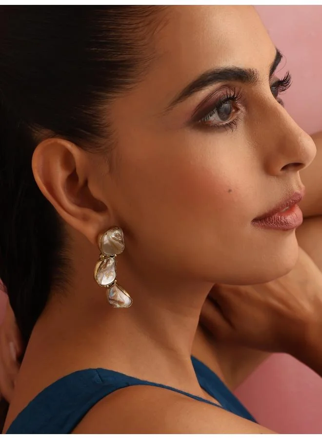 trueBrowns  trueBrowns Brass Marble Stone Earrings for Women | Best Price UAE