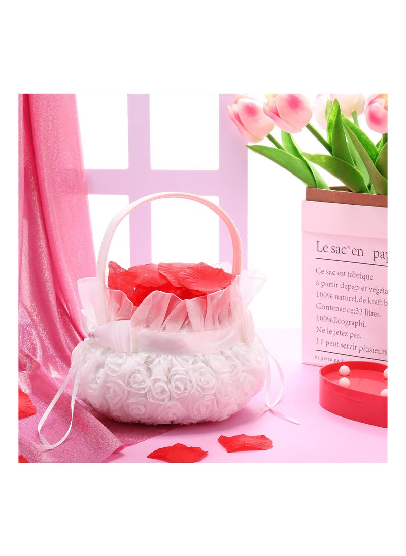 SYOSI - Rustic Flower Girl Baskets, for Weddings Western Flower Basket for Anniversary, Wedding Banquet Party Supplies, Reliable Silk Fabric Material, for Graduation, Banquet, Party (Bow Style)(2 Pieces) - Image 1