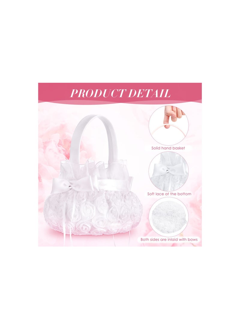 SYOSI - Rustic Flower Girl Baskets, for Weddings Western Flower Basket for Anniversary, Wedding Banquet Party Supplies, Reliable Silk Fabric Material, for Graduation, Banquet, Party (Bow Style)(2 Pieces) - Image 1