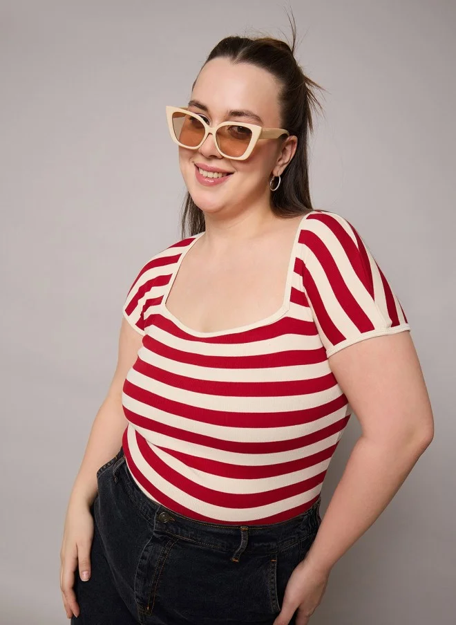 SASSAFRAS Striped Cotton Top for Women