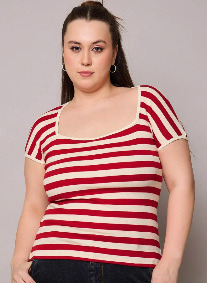 SASSAFRAS Striped Cotton Top for Women