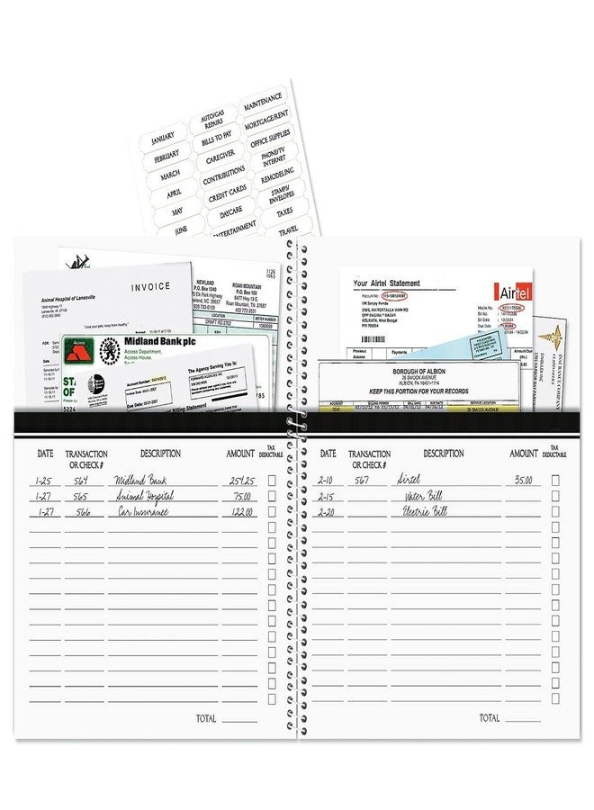 Current Cat Patch Bill Paying Organizer Book - Personal Account book, 9" by 12 inch, Spiral-Bound, 14 Pockets, 32 Label Stickers, Bill Tracking - Image 2