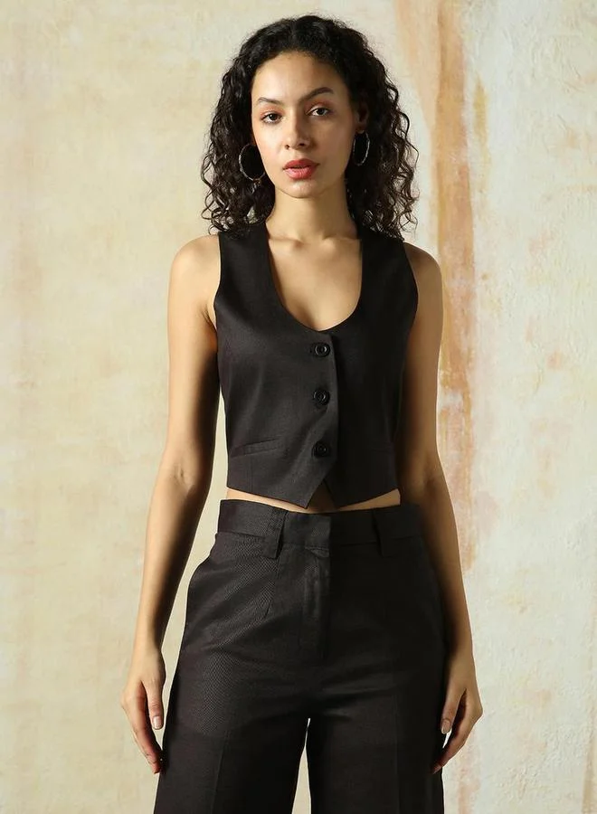 HIGH STAR Scoop Neck Sleeveless Waistcoat by Styli