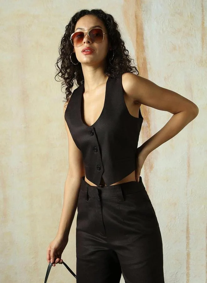 HIGH STAR Scoop Neck Sleeveless Waistcoat by Styli