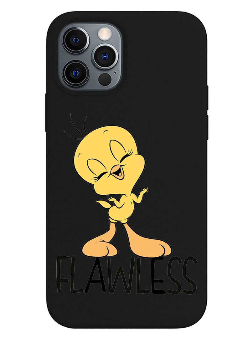 Theodor Protective Slim Fit Case Liquid Silicone Cover with Full Body Protection Anti-Scratch Shockproof Case For iPhone 12 Pro Black  - FORZA353 Goodbye copy - Image 1