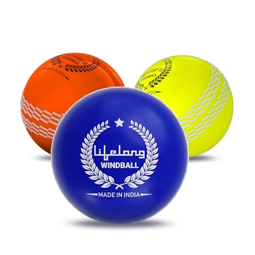 Lifelong PVC Soft Cricket Balls, Set of 3 | Wind Balls for Matches & Practice | Standard Size | Fluorescent Green, Blue, Orange Wind Balls | Lightweight & Water-Resistant | Ideal for All Ages - Image 1